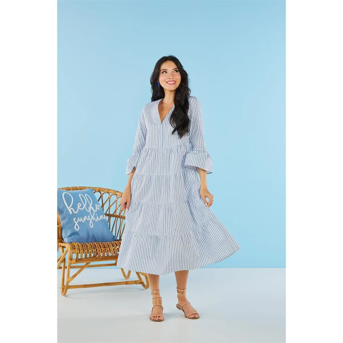 Mud Pie Blue Stripe Portland Midi Dress