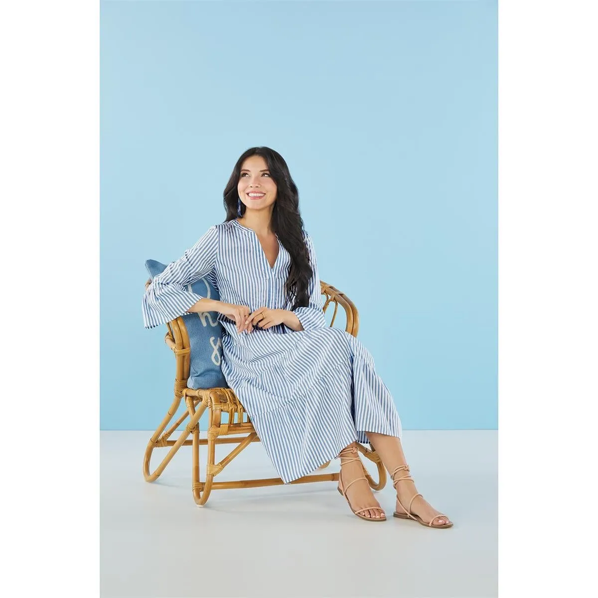 Mud Pie Blue Stripe Portland Midi Dress