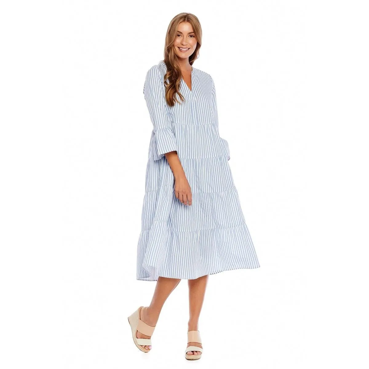 Mud Pie Blue Stripe Portland Midi Dress
