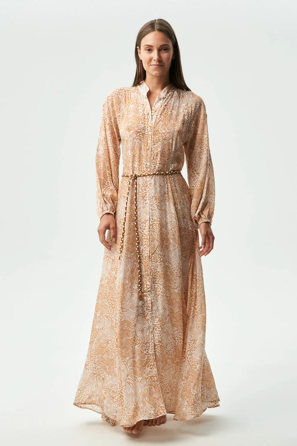 NEA DRESS - ANIMAL SAND