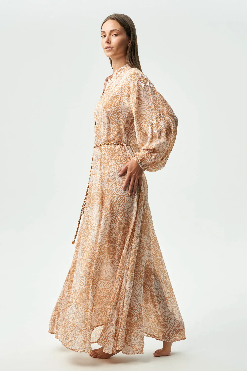 NEA DRESS - ANIMAL SAND
