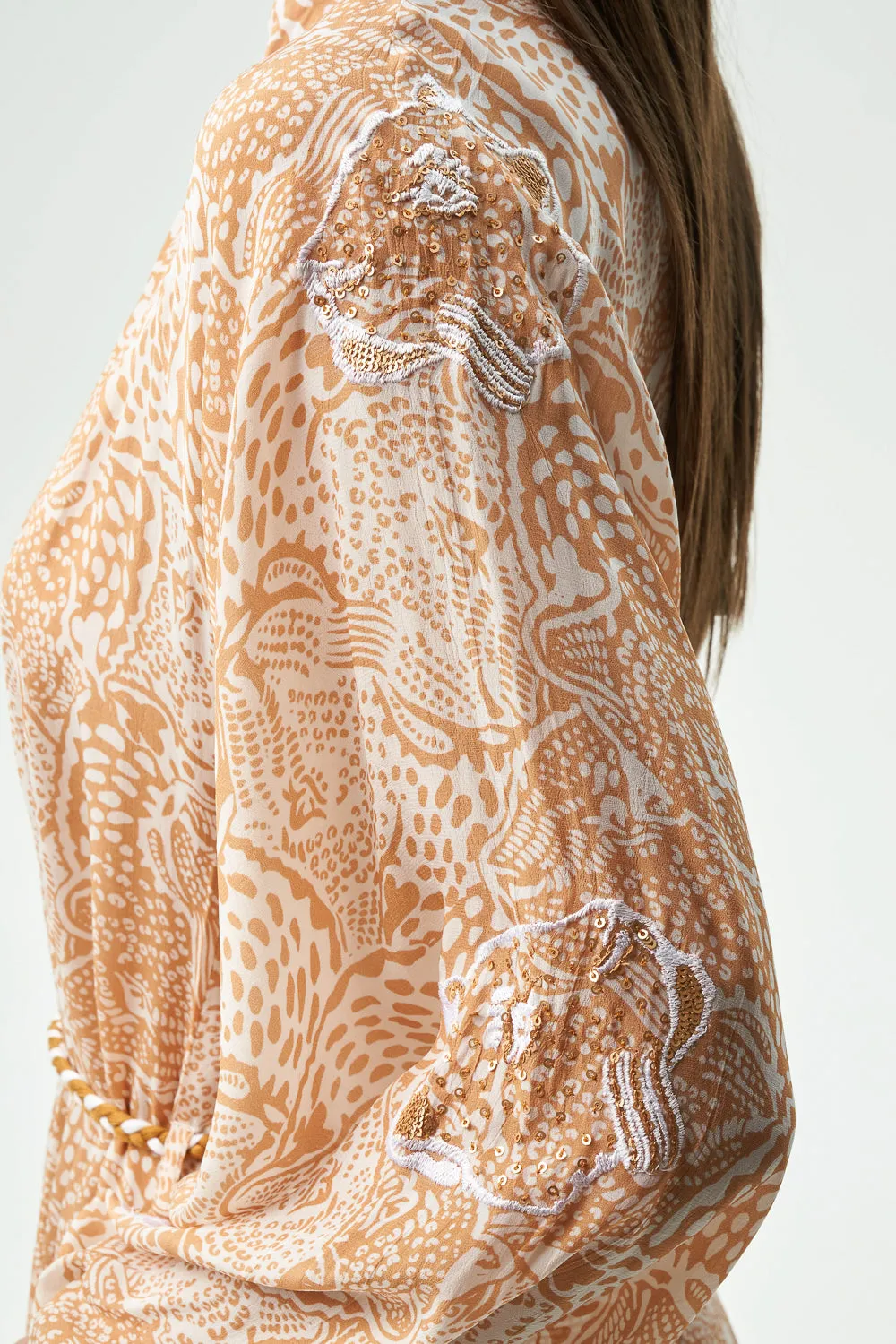 NEA DRESS - ANIMAL SAND