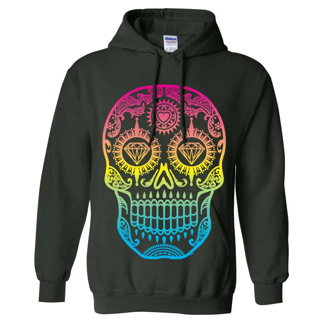 Neon Diamond Eyes Smiling Sugar Skull Sweatshirt Hoodie