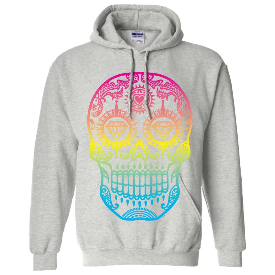 Neon Diamond Eyes Smiling Sugar Skull Sweatshirt Hoodie