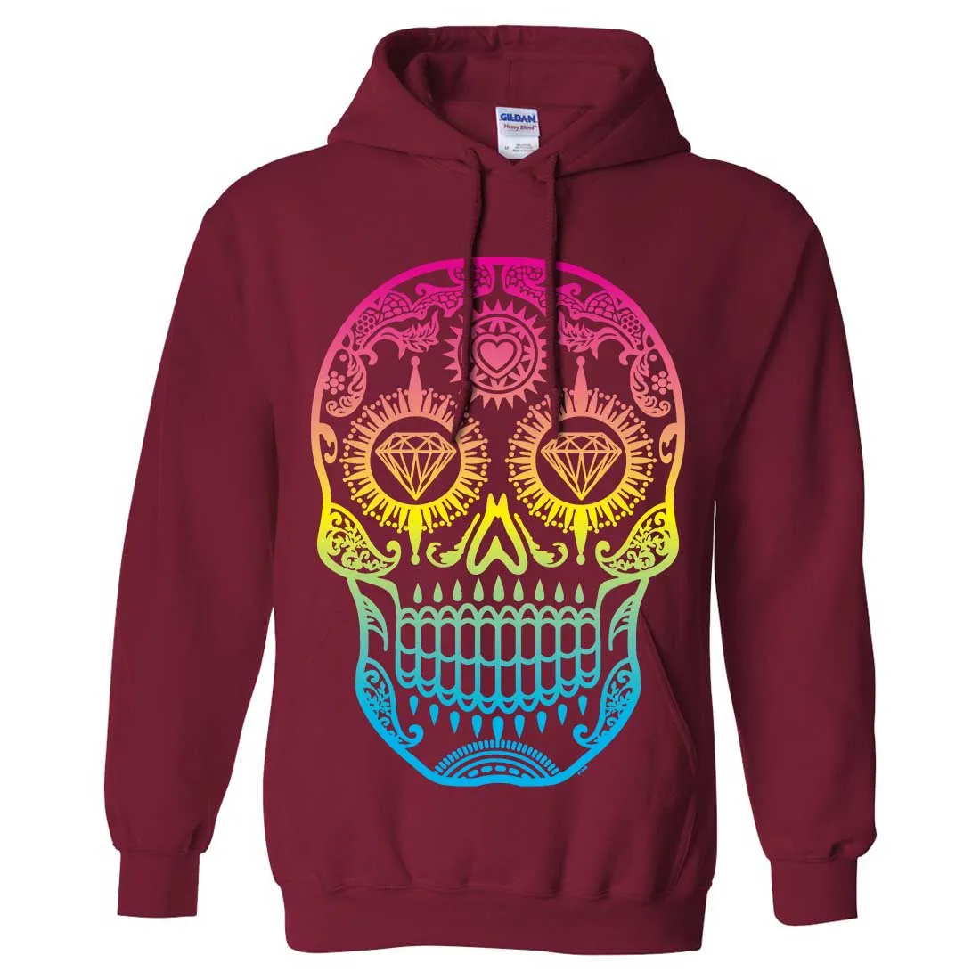 Neon Diamond Eyes Smiling Sugar Skull Sweatshirt Hoodie