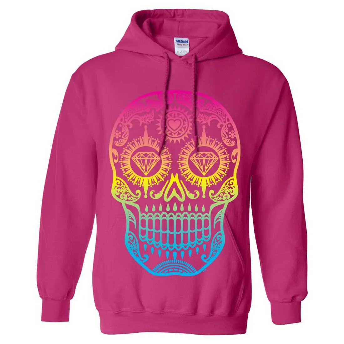 Neon Diamond Eyes Smiling Sugar Skull Sweatshirt Hoodie