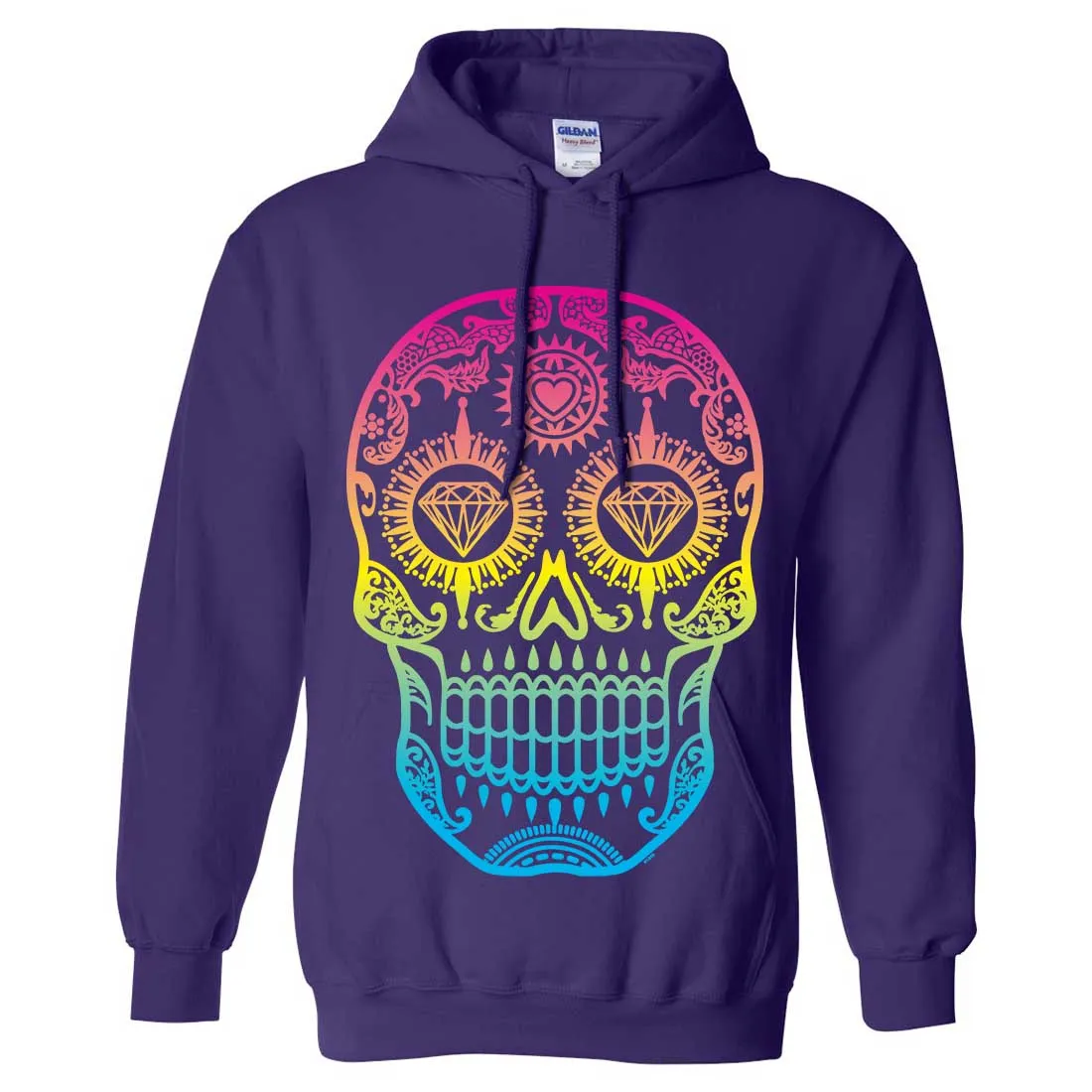 Neon Diamond Eyes Smiling Sugar Skull Sweatshirt Hoodie