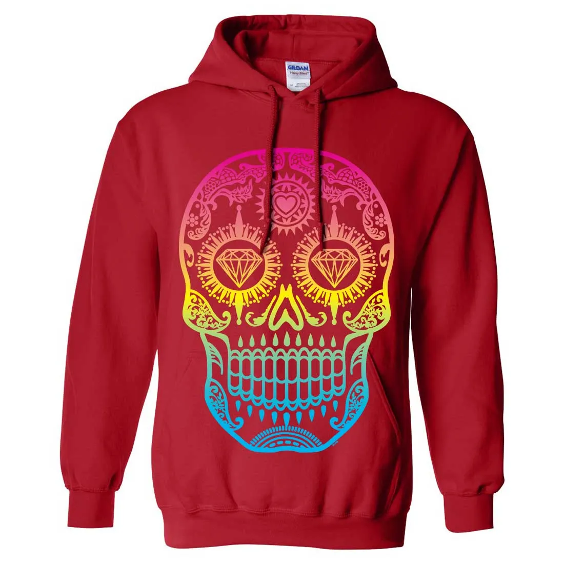 Neon Diamond Eyes Smiling Sugar Skull Sweatshirt Hoodie