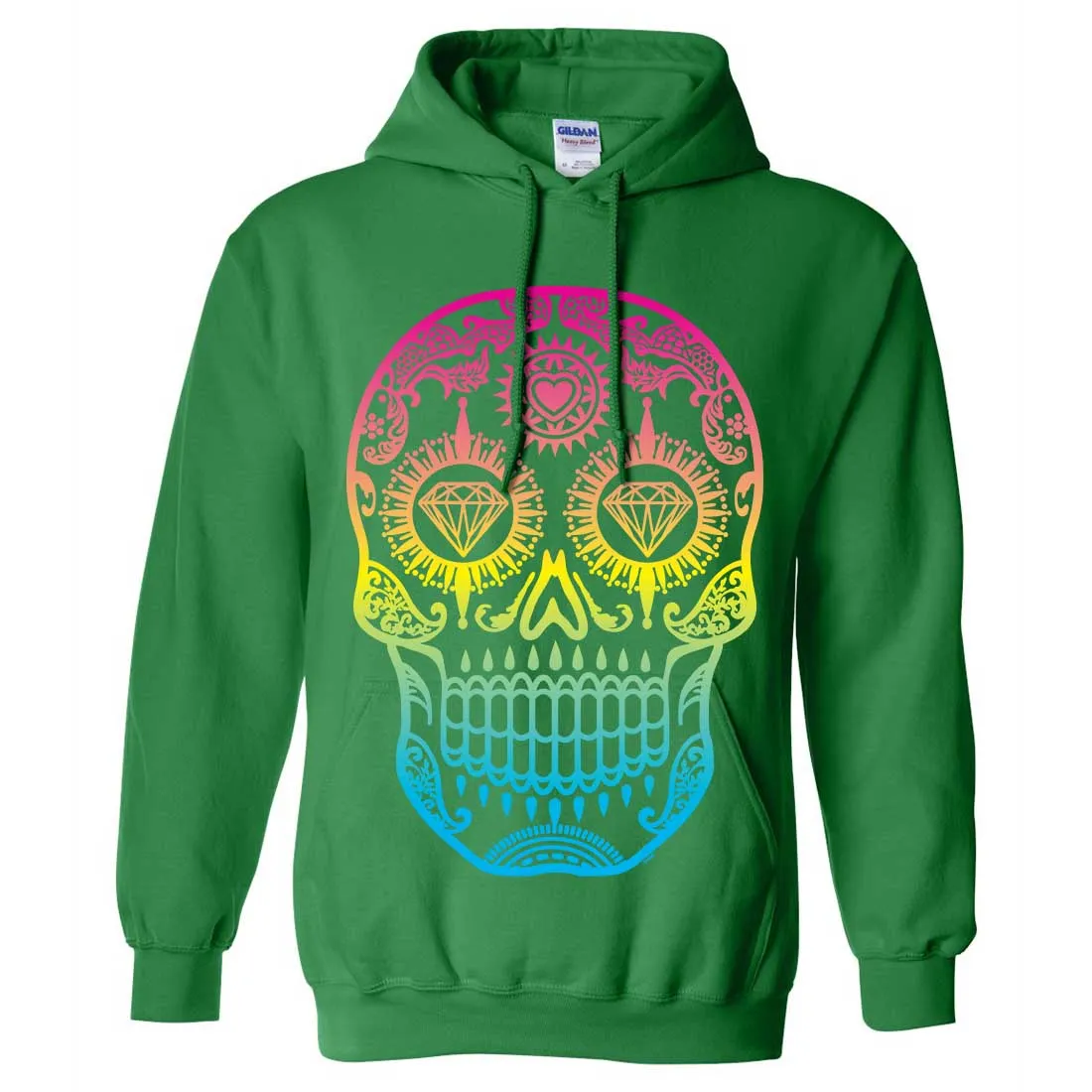 Neon Diamond Eyes Smiling Sugar Skull Sweatshirt Hoodie
