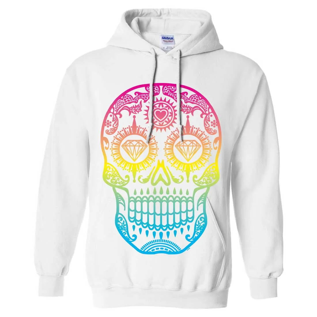 Neon Diamond Eyes Smiling Sugar Skull Sweatshirt Hoodie