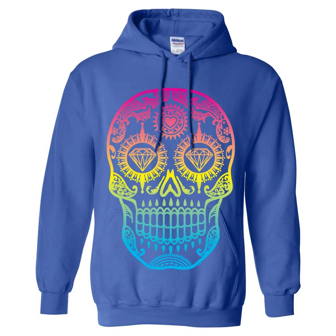 Neon Diamond Eyes Smiling Sugar Skull Sweatshirt Hoodie