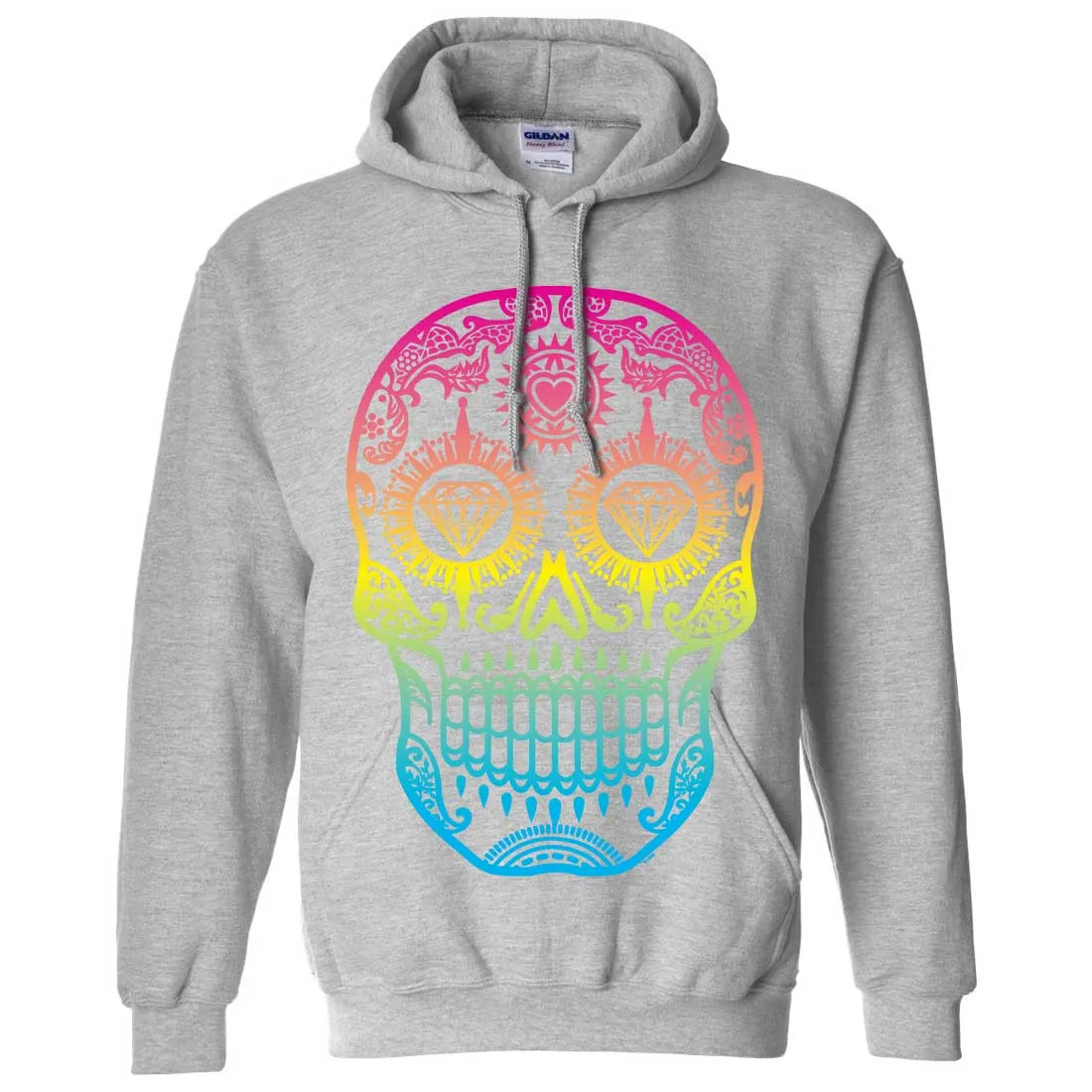 Neon Diamond Eyes Smiling Sugar Skull Sweatshirt Hoodie