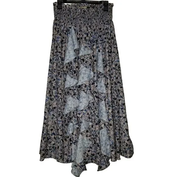 New Anthropologie Keshika Ruffled Midi Skirt Mynah's Reynu Taandon $178 SMALL