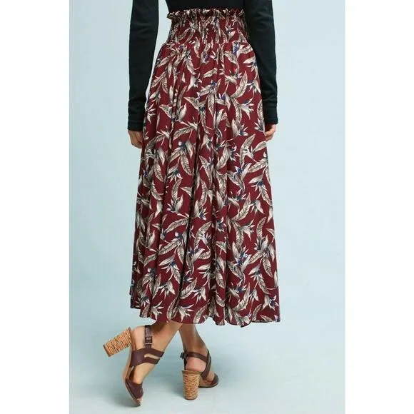 New Anthropologie Keshika Ruffled Midi Skirt Mynah's Reynu Taandon $178 SMALL