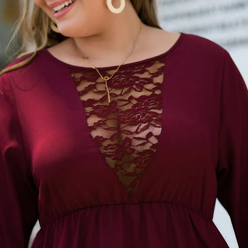 New Lace Stitching Speaker Long Sleeve High Waist A Word Fashion Large Size Women's Skirt