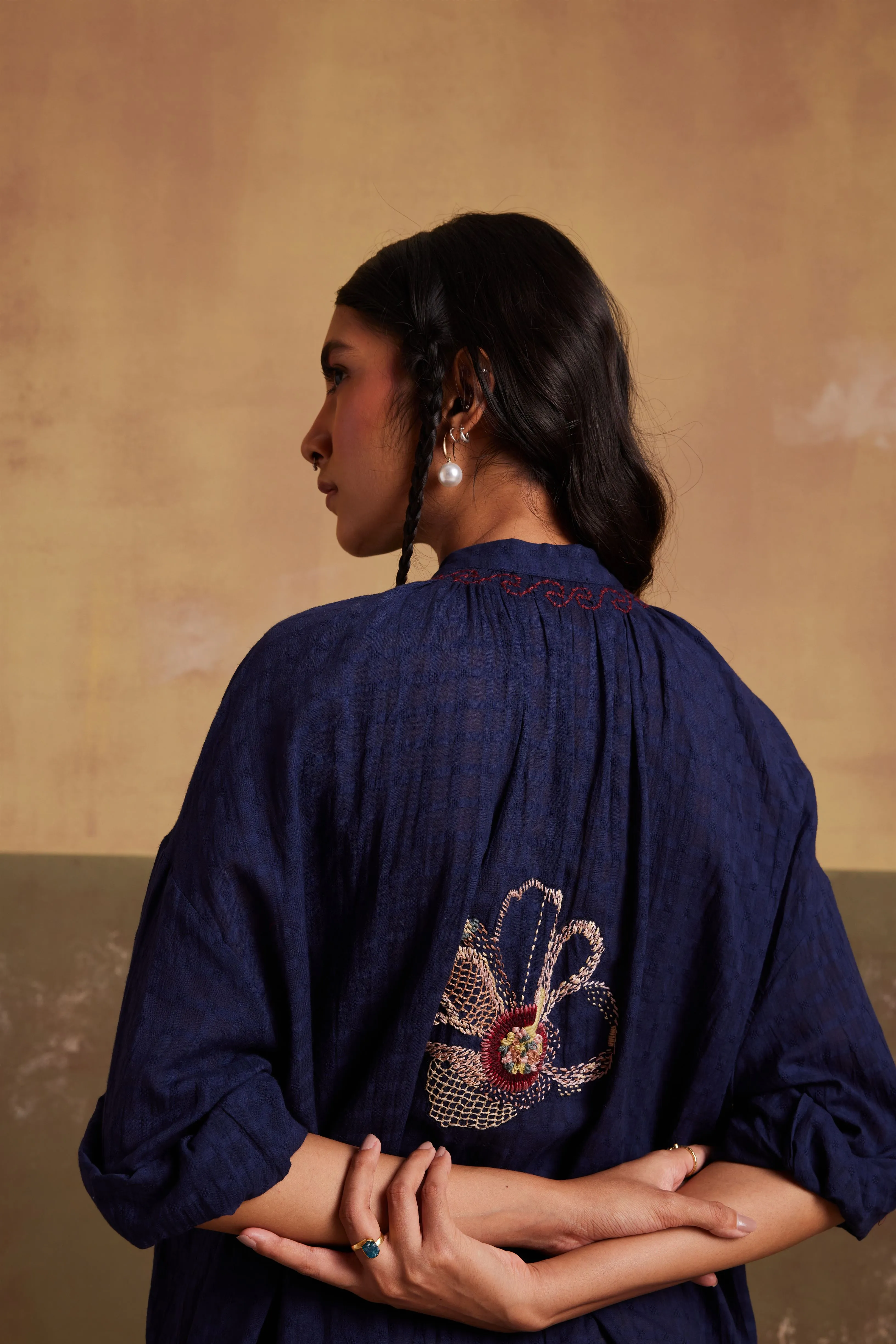 New Season Summer Fall 24-Dress Kaftan Shirt Cotton Indigo-SS24-KSD-IND-Fashion Edit Cord Studio