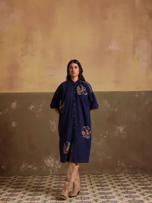New Season Summer Fall 24-Dress Kaftan Shirt Cotton Indigo-SS24-KSD-IND-Fashion Edit Cord Studio
