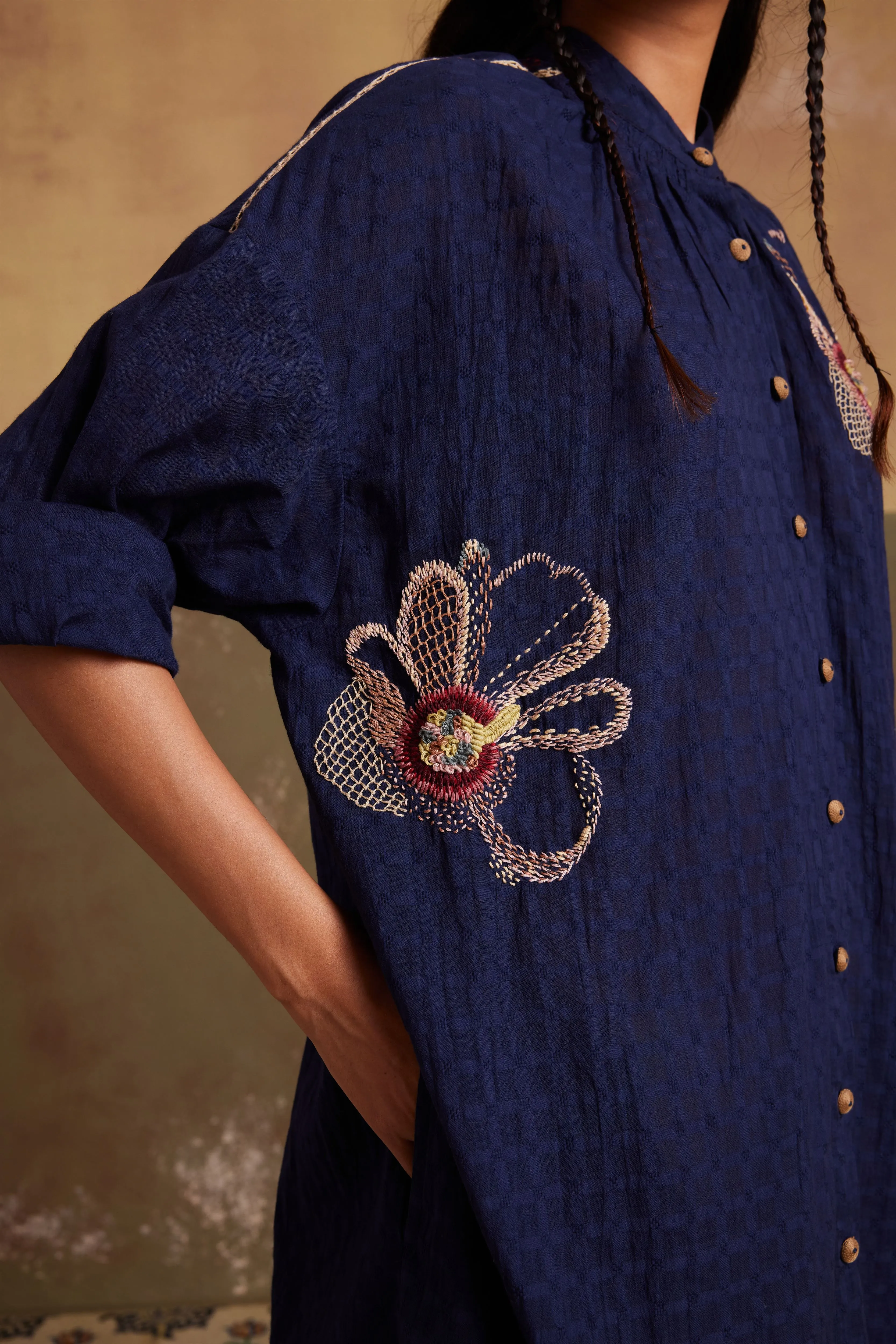 New Season Summer Fall 24-Dress Kaftan Shirt Cotton Indigo-SS24-KSD-IND-Fashion Edit Cord Studio