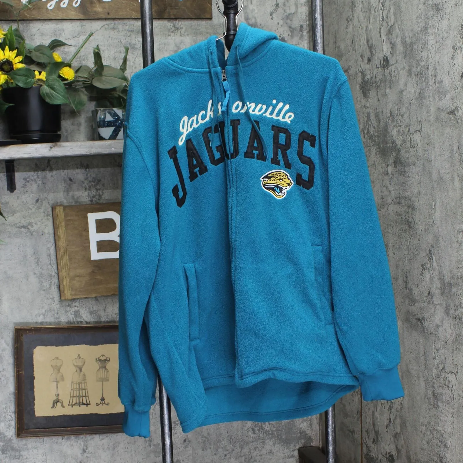 NFL Mens Zip Fleece Jacksonville Jaguars Jags Hoodie Sweatshirt Teal Blue 3XL