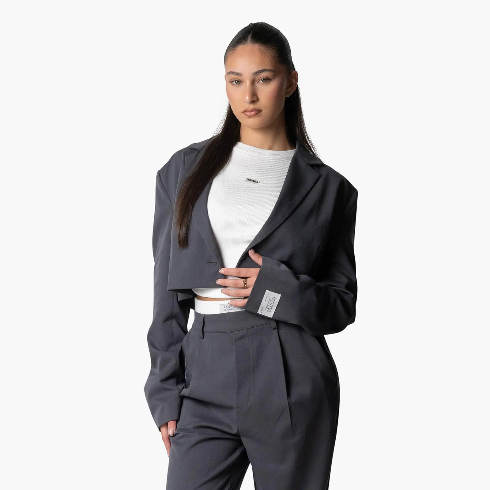 NINA CROPPED BLAZER | GREY