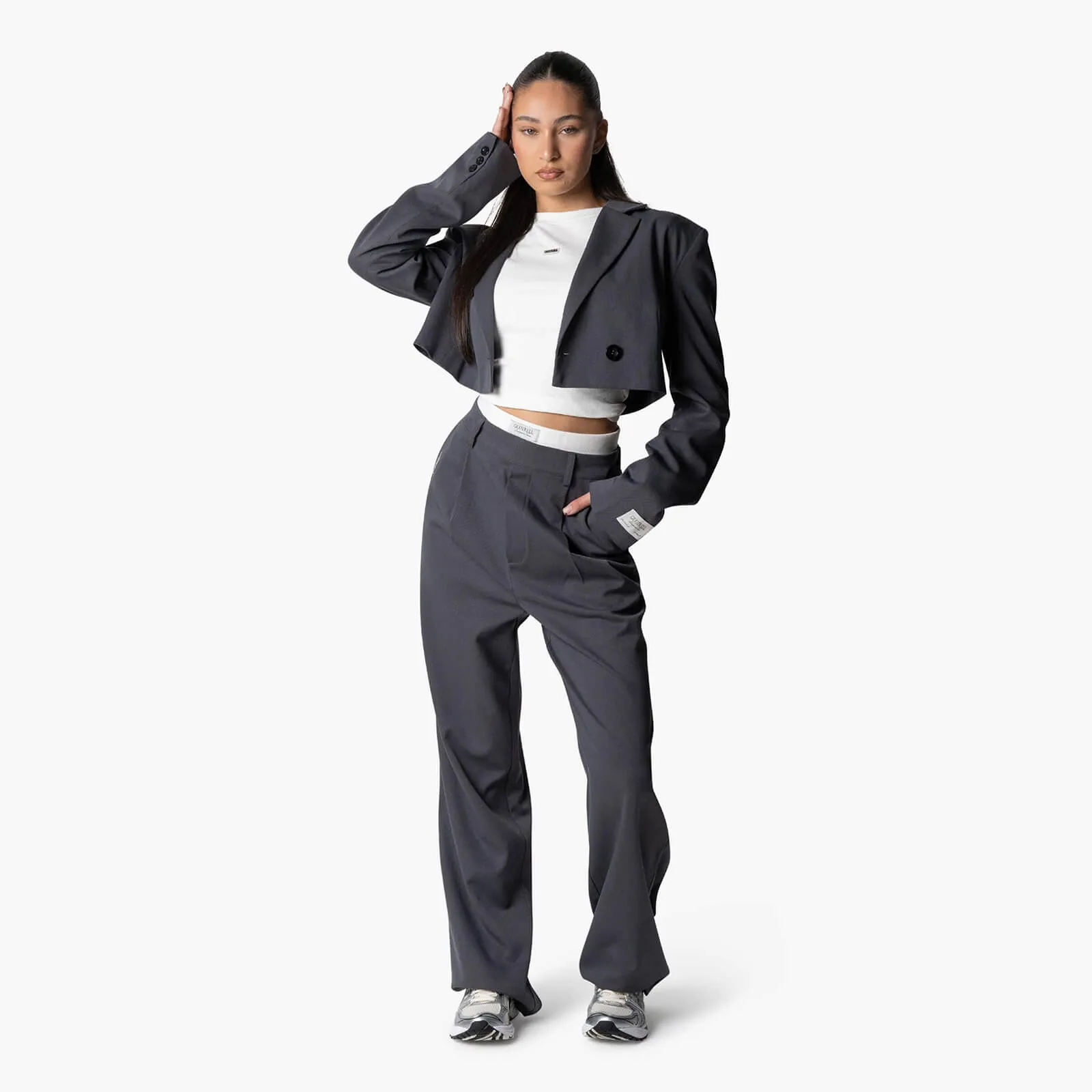 NINA CROPPED BLAZER | GREY