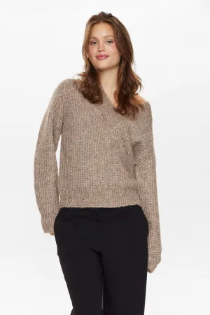 NUZINDI V-NECK PULLOVER - Fossil Melange
