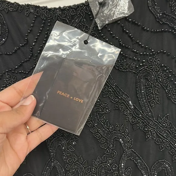 NWT Missguided Peace   Love Embellished Fringed Midi Skirt