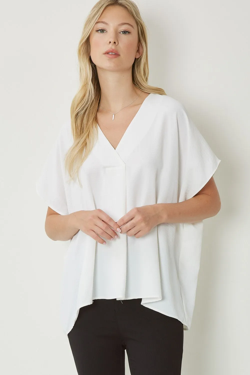 Off White V Neck Placket Dolman