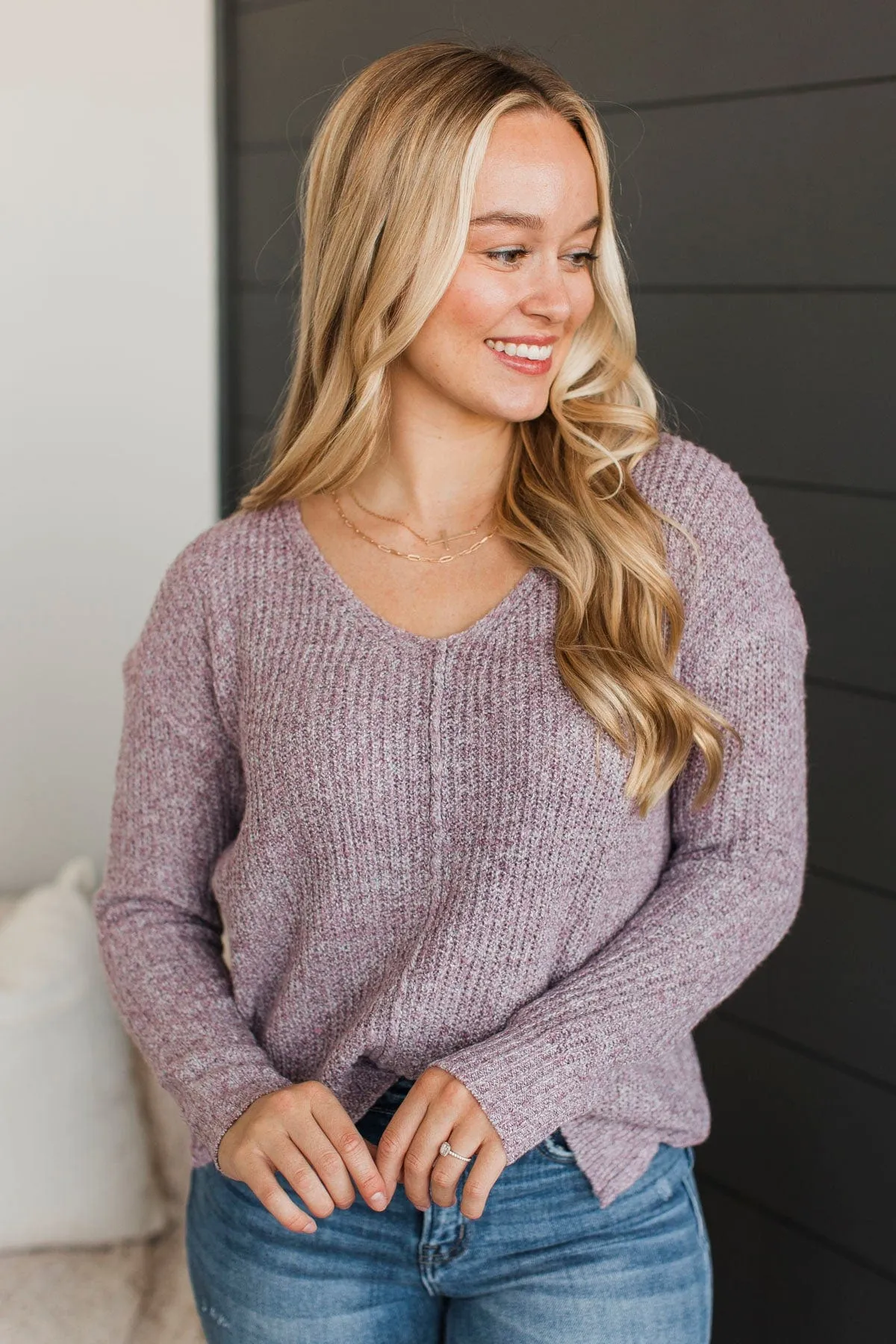 Once We Met V-Neck Sweater- Light Purple