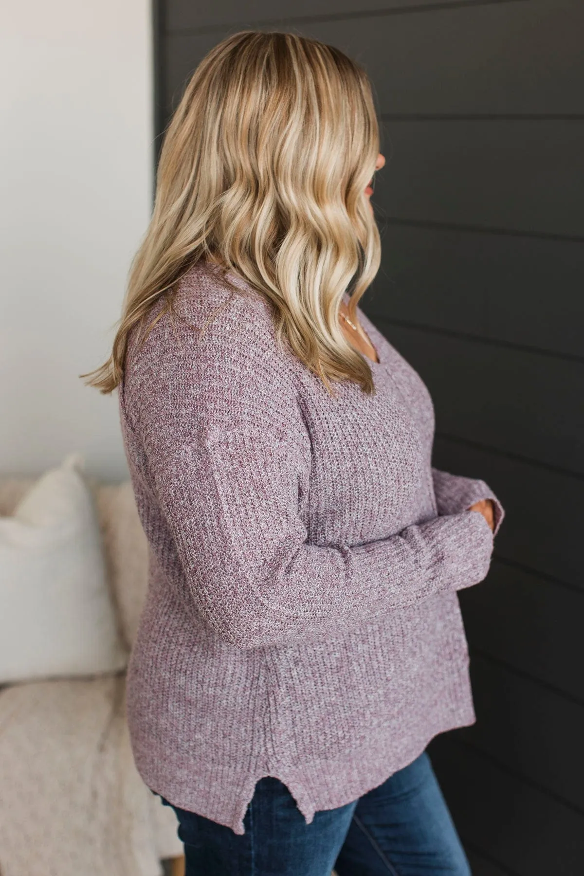 Once We Met V-Neck Sweater- Light Purple