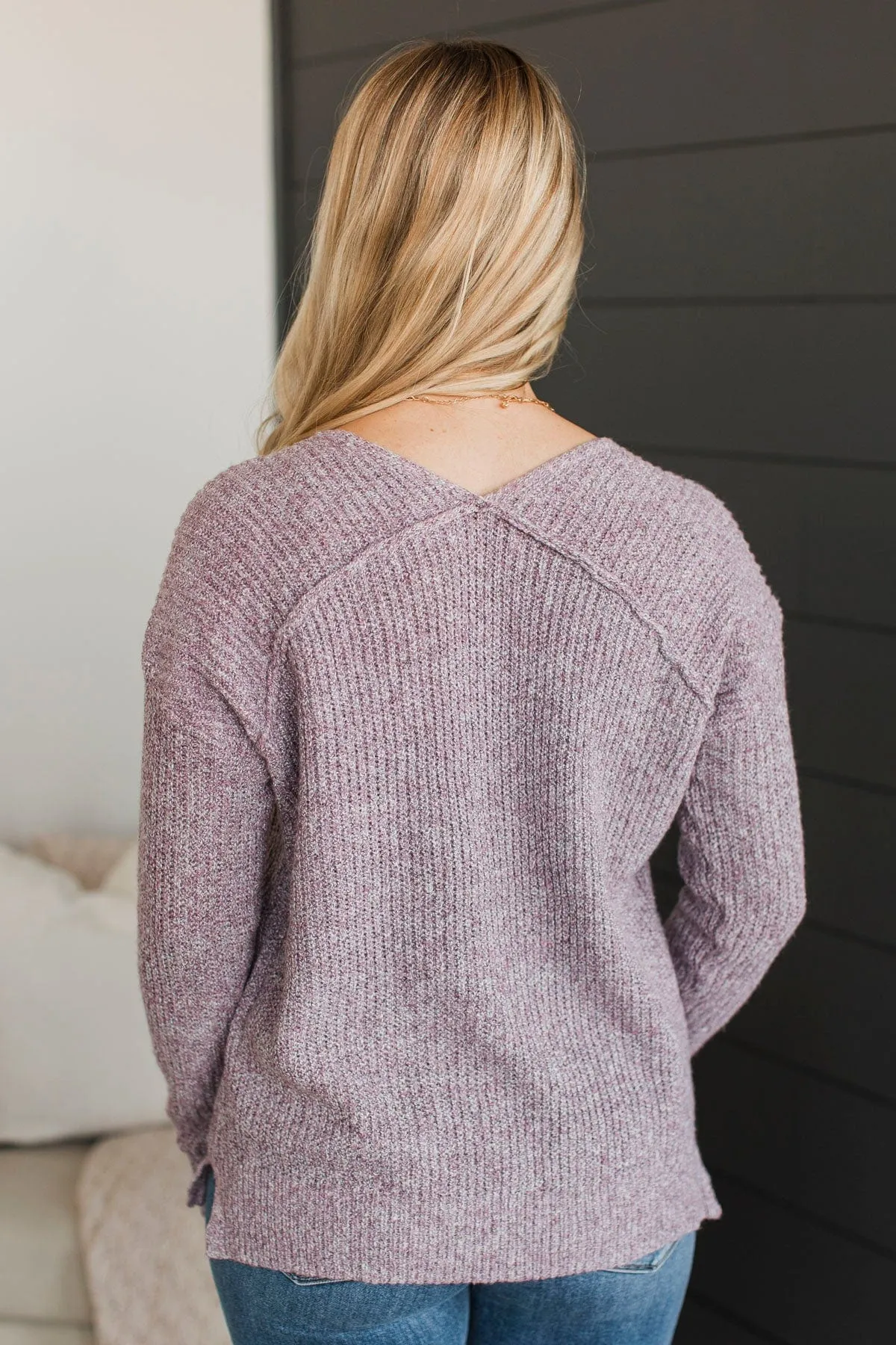 Once We Met V-Neck Sweater- Light Purple