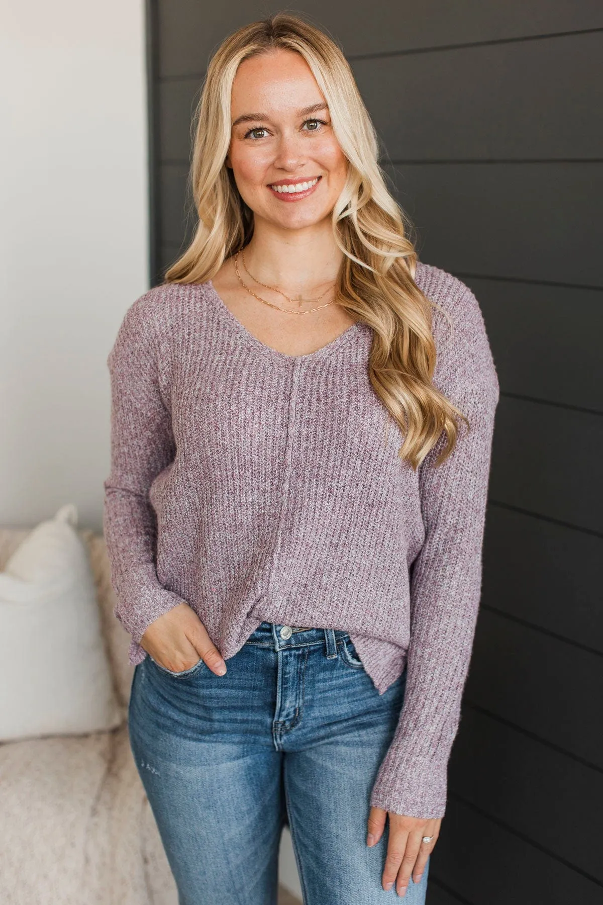 Once We Met V-Neck Sweater- Light Purple