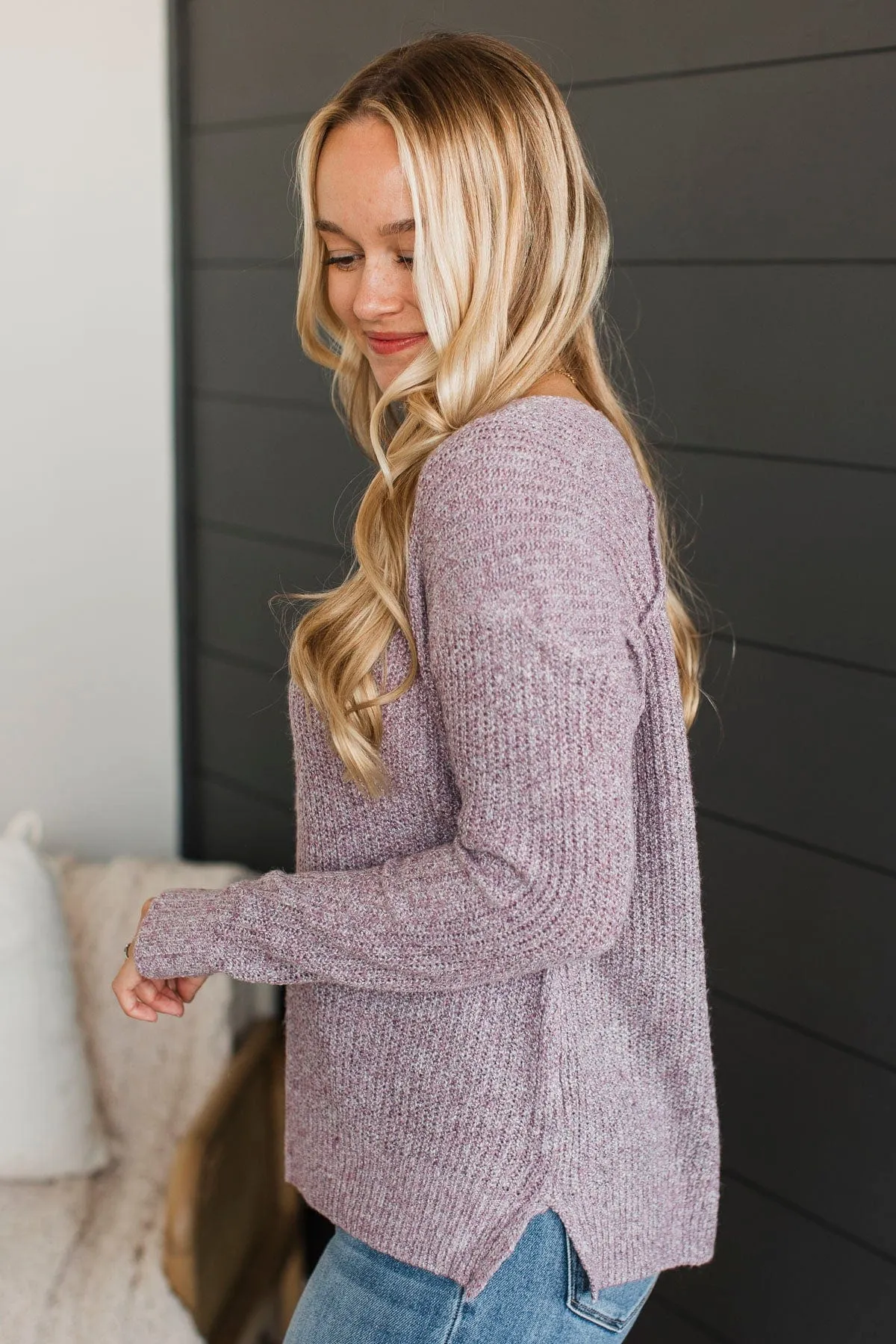 Once We Met V-Neck Sweater- Light Purple