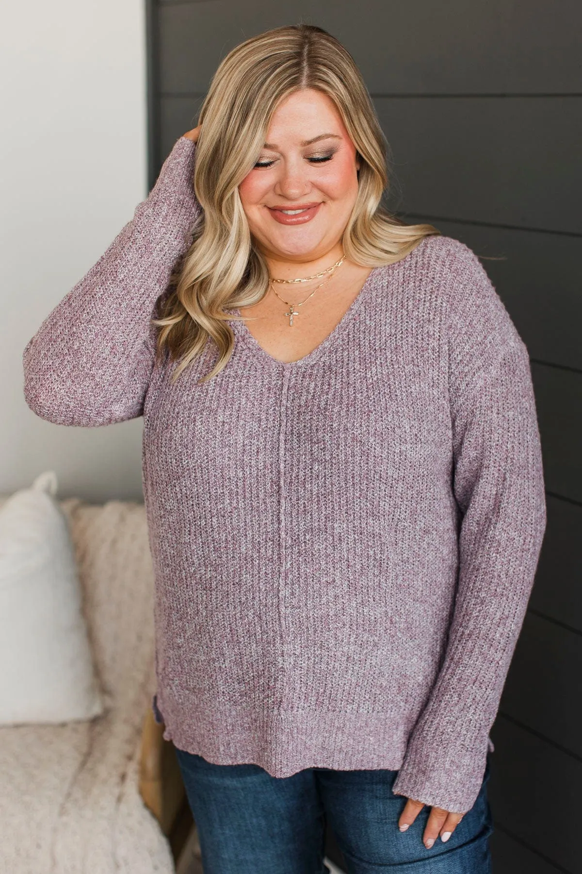 Once We Met V-Neck Sweater- Light Purple