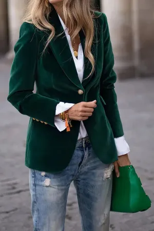 One Button Long Sleeve Blazer