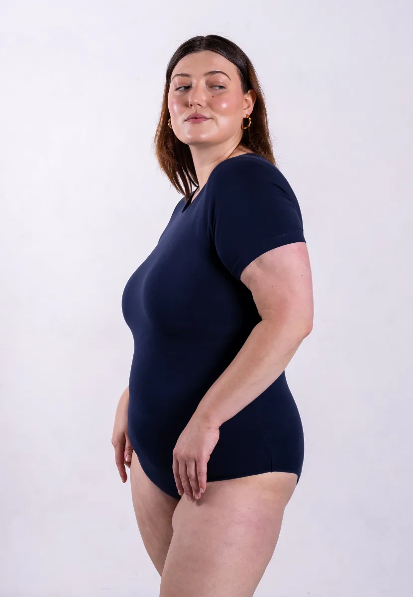 Organic Cotton Crew Bodysuit, Blue Navy