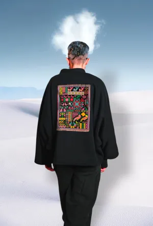 Owl & Bird Garden Midi Black Oversized Sweatshirt