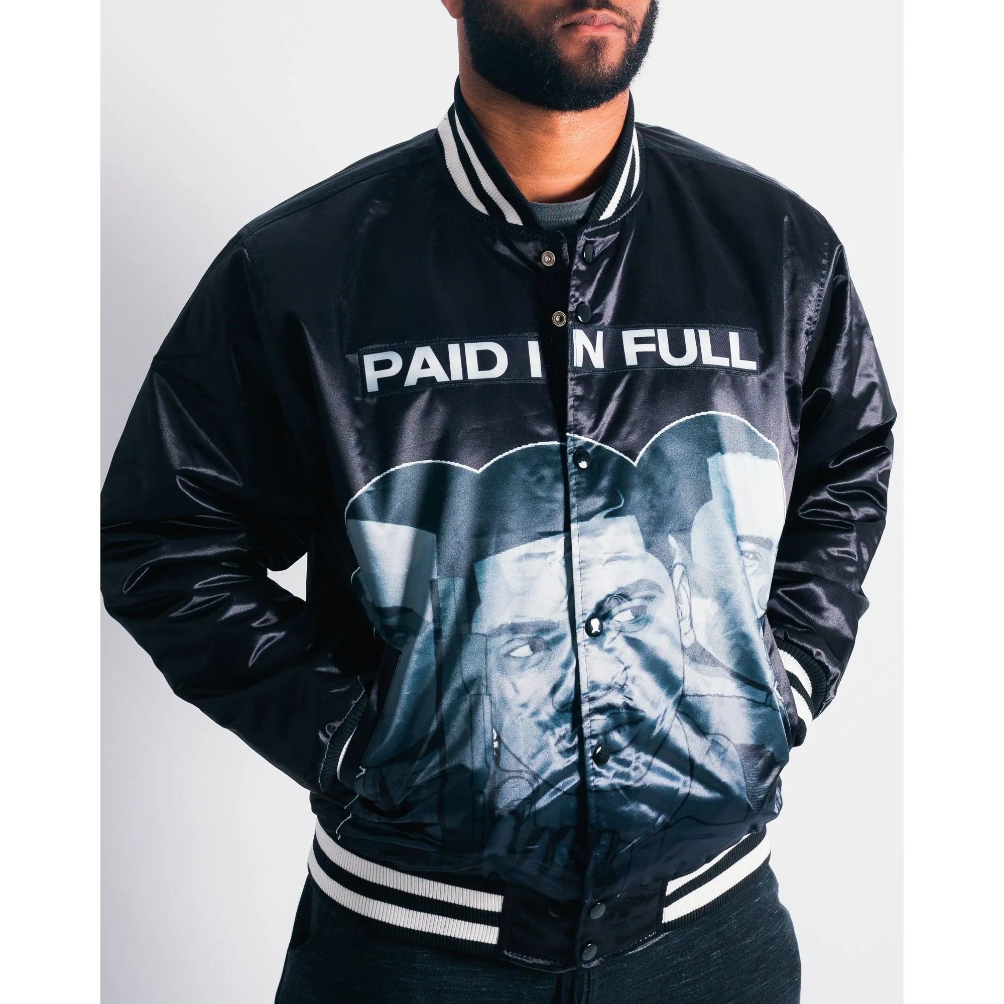 Paid In Full Black Satin Jacket