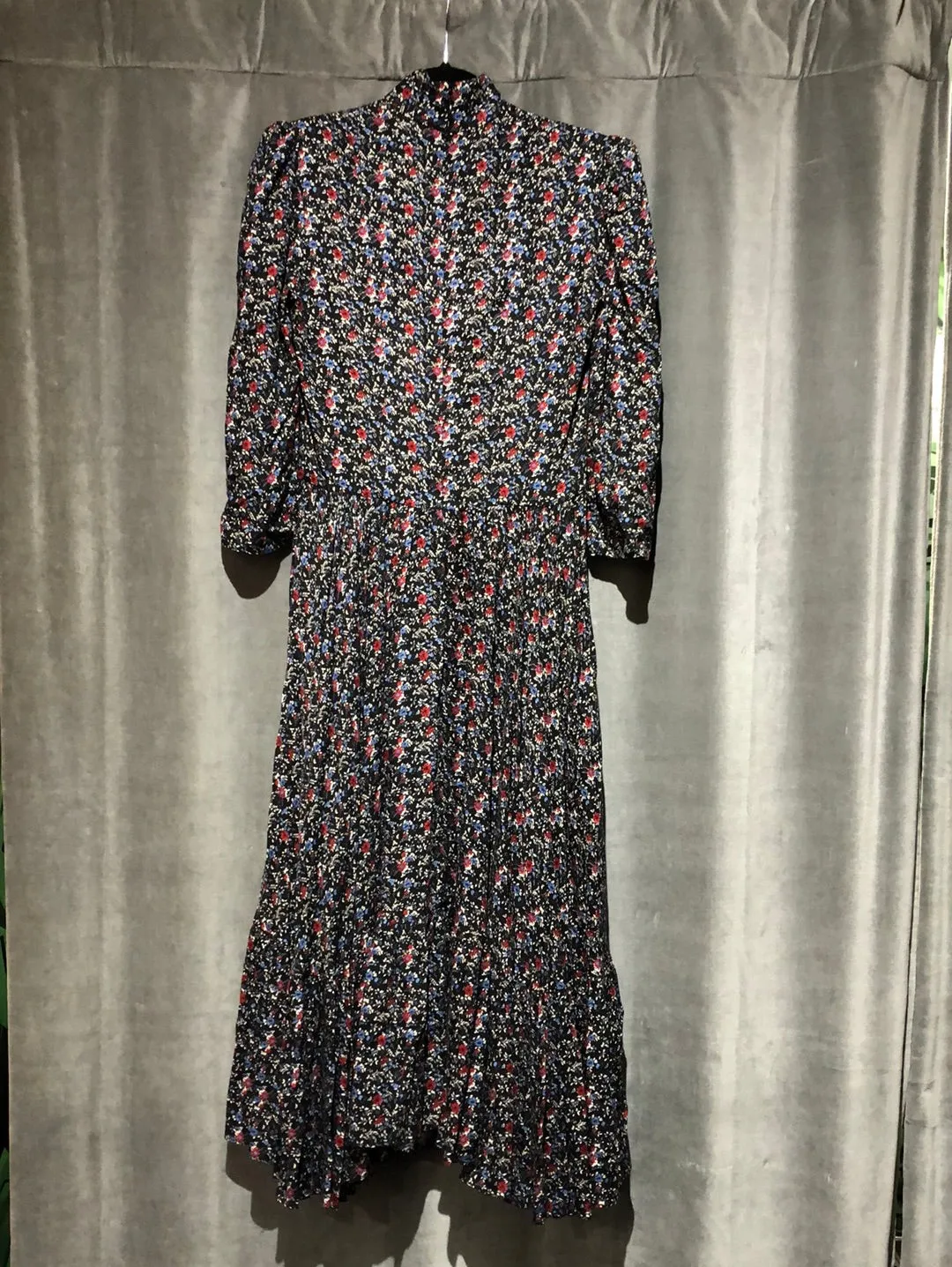 Petersyn Long Sleeve Floral Print Midi Dress Shoulder Pad