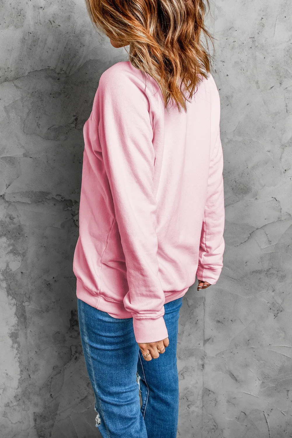 Pink Western Cactus Color Block Pullover Sweatshirt