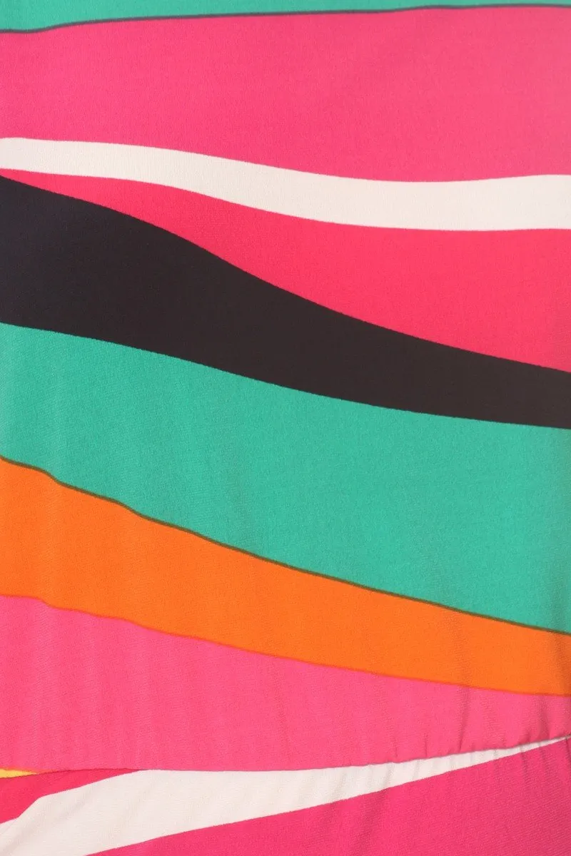 Plus Size Multicolored Abstract Print Midi Dress In A Relaxed Fit