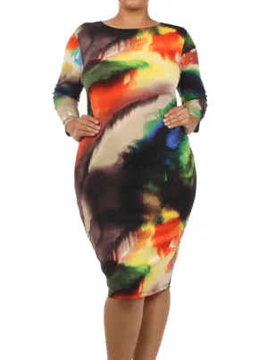Plus Size Vivid Fantasy Midi Dress