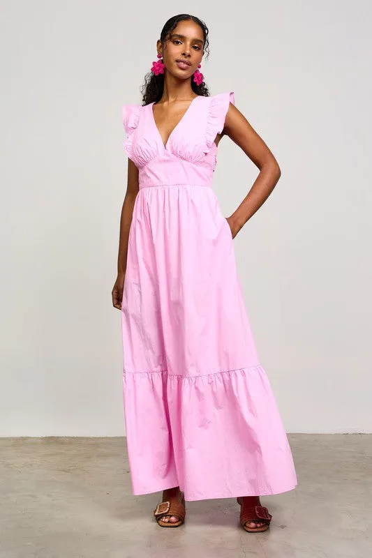 Poplin Tie Back Maxi Dress