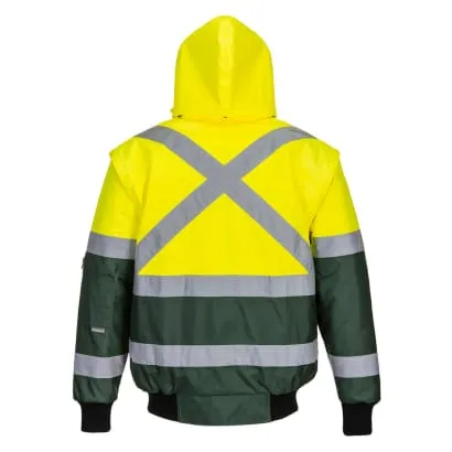 Portwest X Yellow/Green Hi Vis Convertible Bomber Jacket /bodywarmer- C565