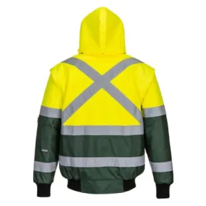 Portwest X Yellow/Green Hi Vis Convertible Bomber Jacket /bodywarmer- C565