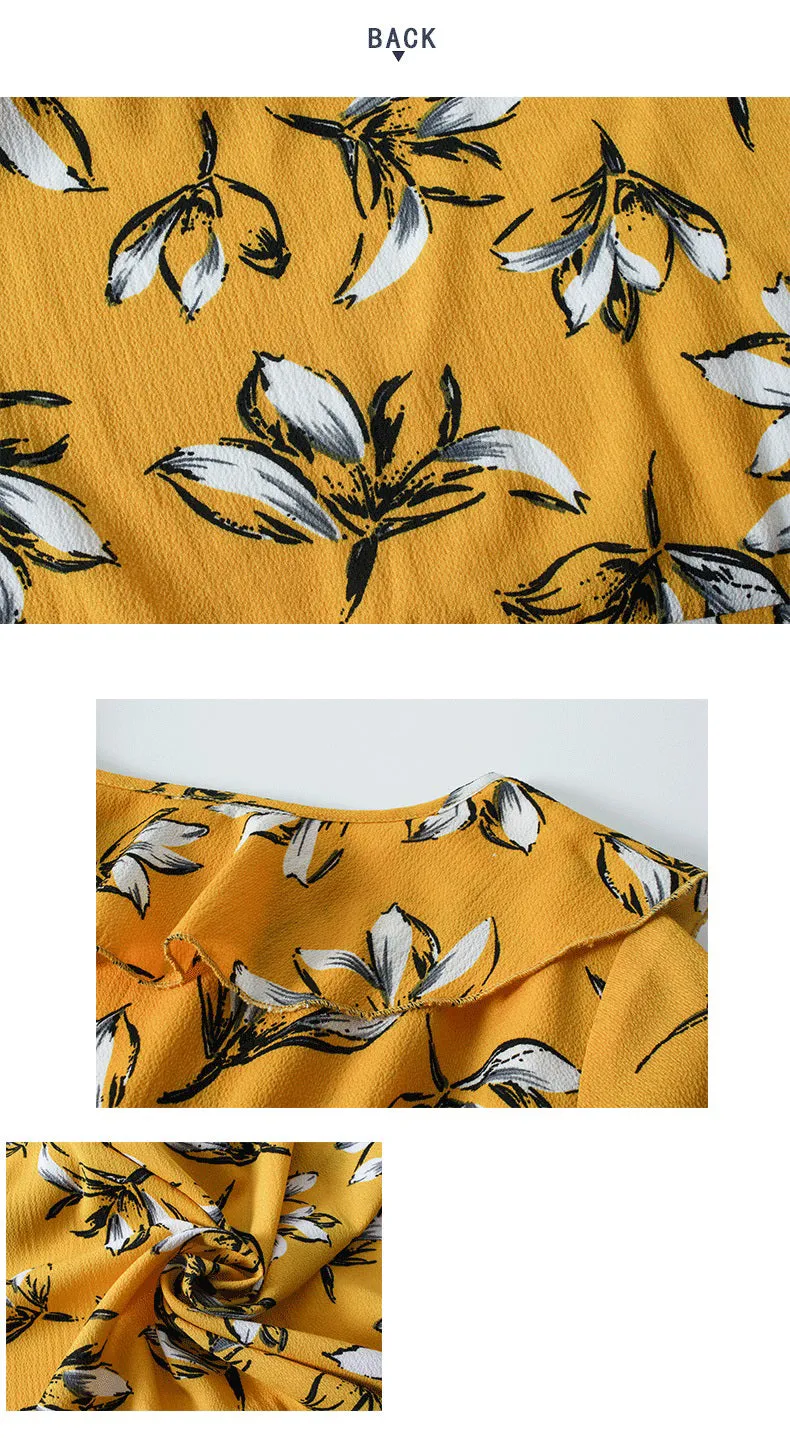 Printed V-neck Slim Vacation Beach Skirt