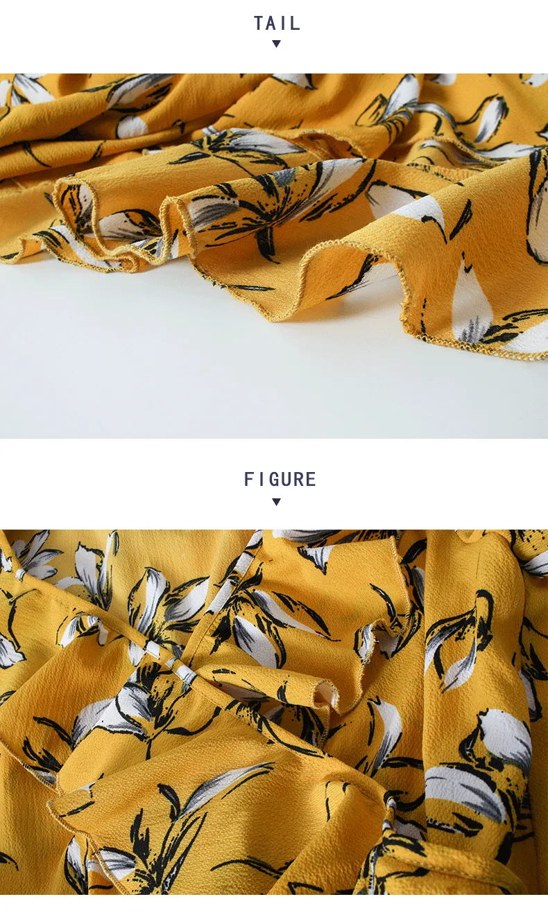 Printed V-neck Slim Vacation Beach Skirt