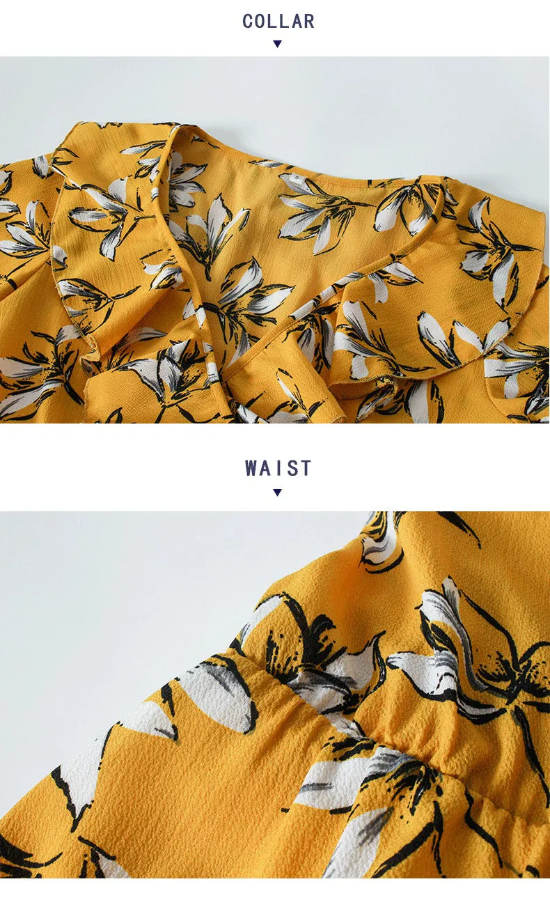 Printed V-neck Slim Vacation Beach Skirt