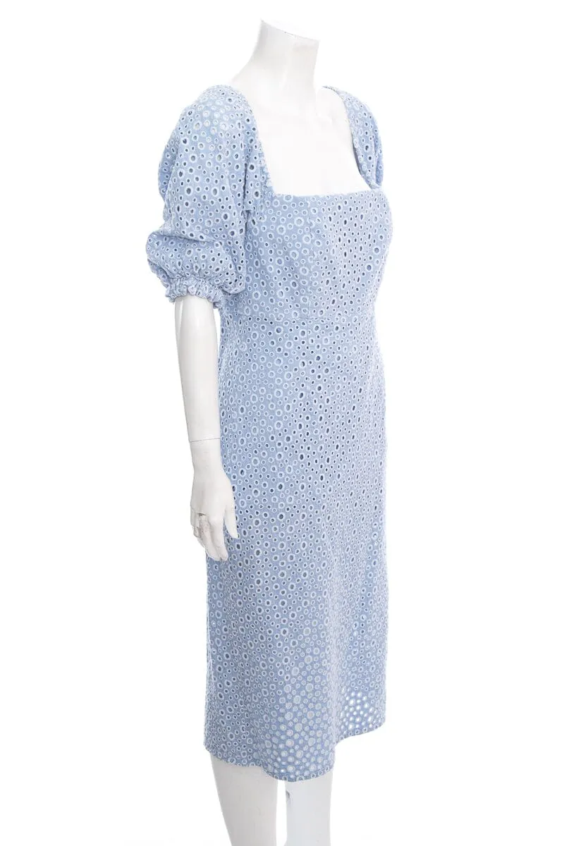 Prose & Poetry Blue Circle Embroidered Midi Dress SZ L