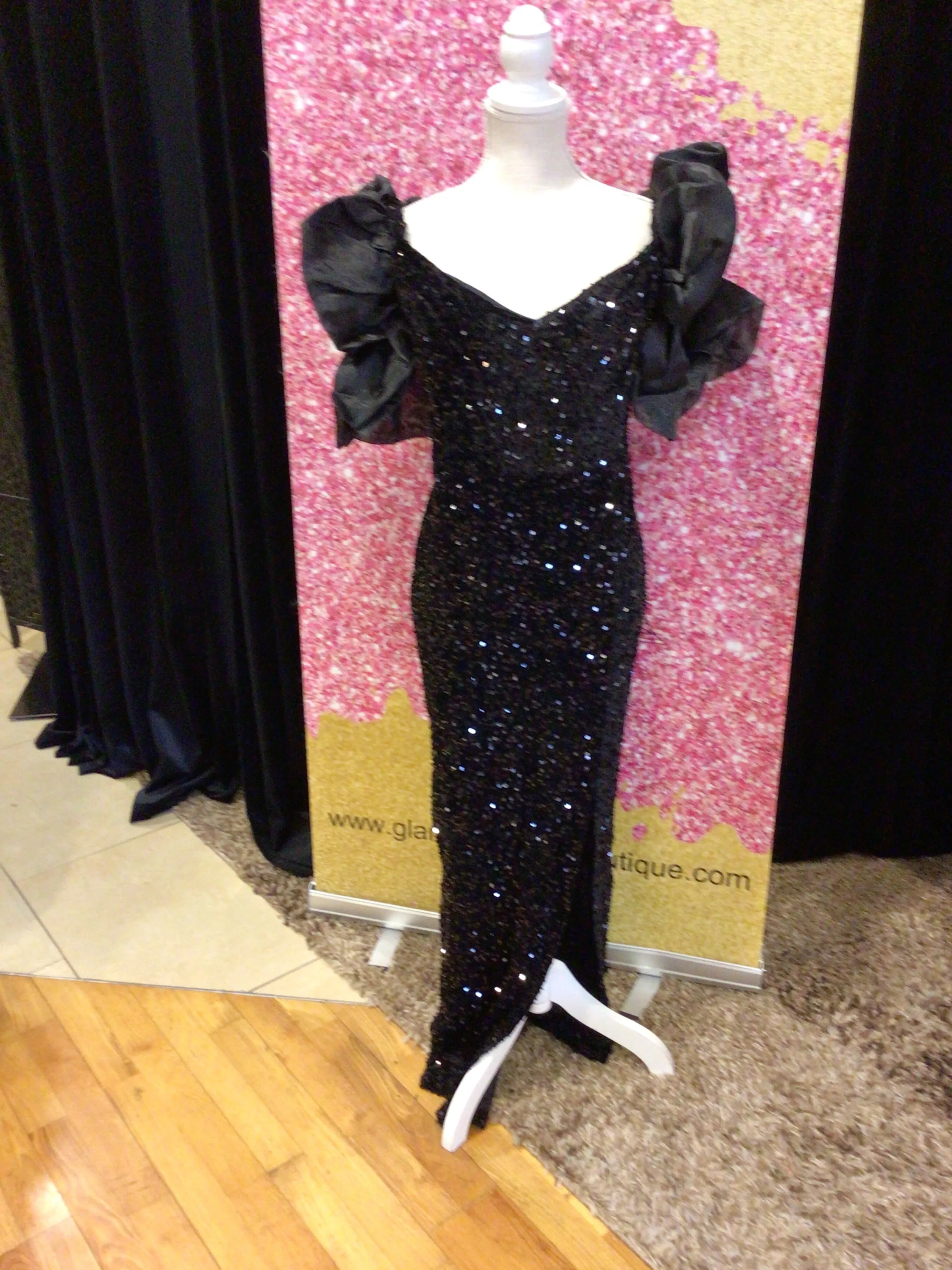 Puffy Sleeves Sequin Maxi Dress